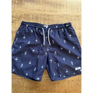 TRUNKS‎ Surf & Swim Co. Navy Embroidered Swim Shorts With Pockets Large